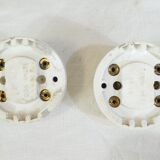 3 Old Porcelain switches and vintage industrial brass