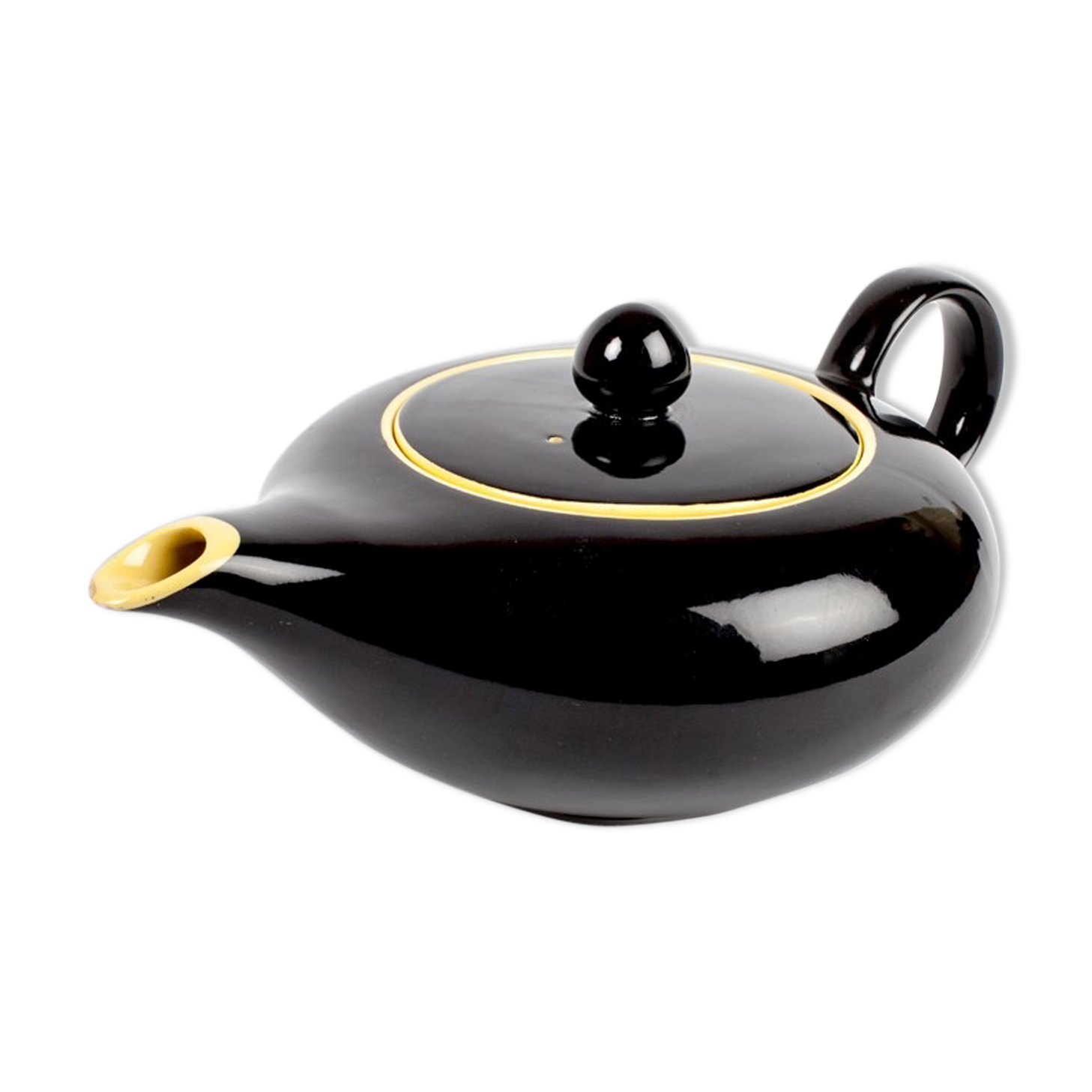 Black and yellow ceramic teapot Villeroy & Boch vintage
