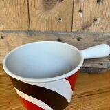 Vintage Le Creuset enameled cast iron fondue pot from the 1970s