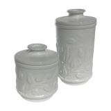 Set 2 hermetic jars white opal glass