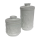 Set 2 hermetic jars white opal glass