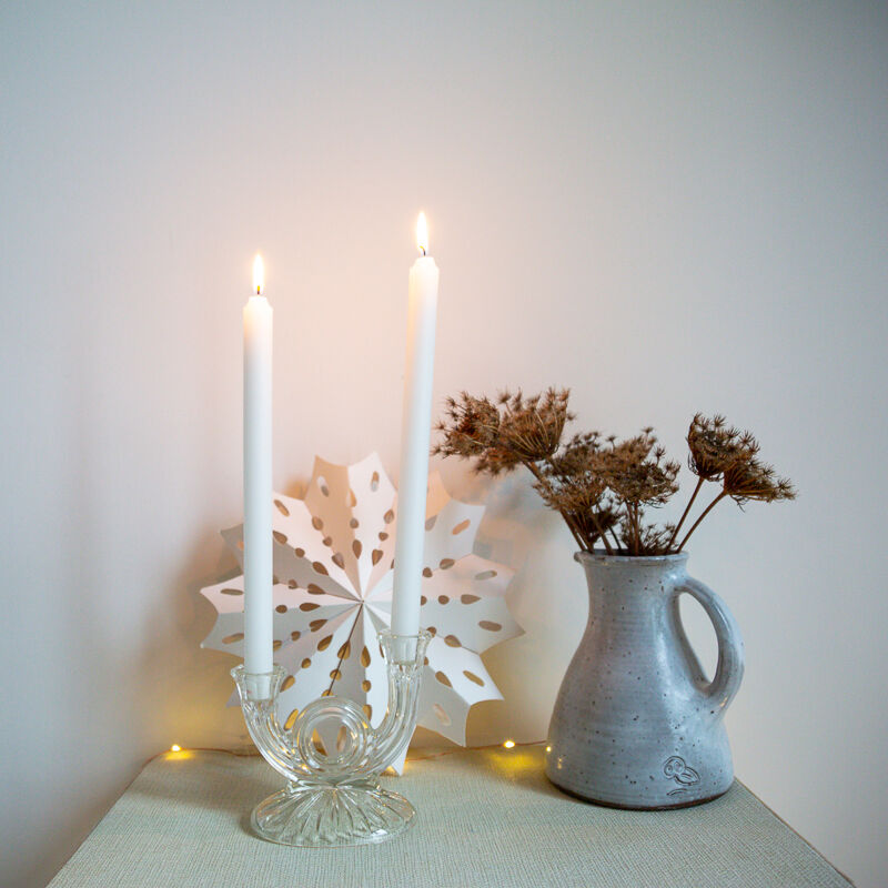 Transparent glass candle holder