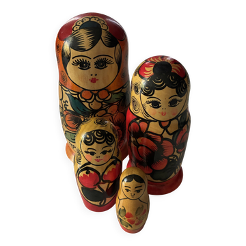 Set of 4 traditional Russian dolls or Matryoshka.