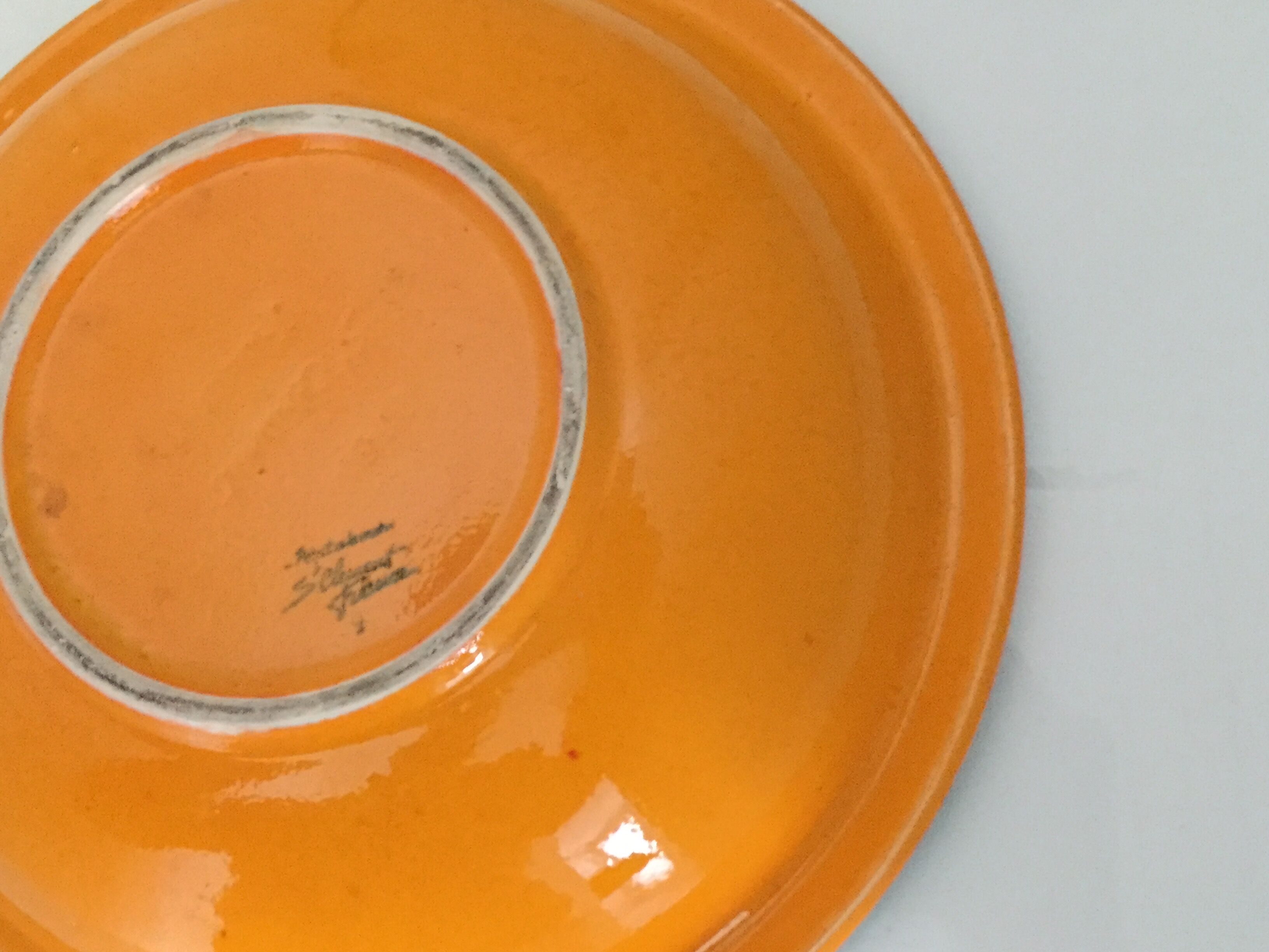 Saladier décor orange et vert Saint Clément