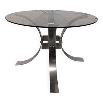 Table basse vintage verre fumé