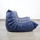 Michel Ducaroy Togo Loveseat in Blue Leather for Ligne Roset, France, 1980s