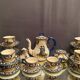 Tea service full coffee earthenware Quimper Henriot cups sugar bowl pot milk jar