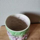 Vintage ceramic cup with vintage fruit pattern, pastel tone