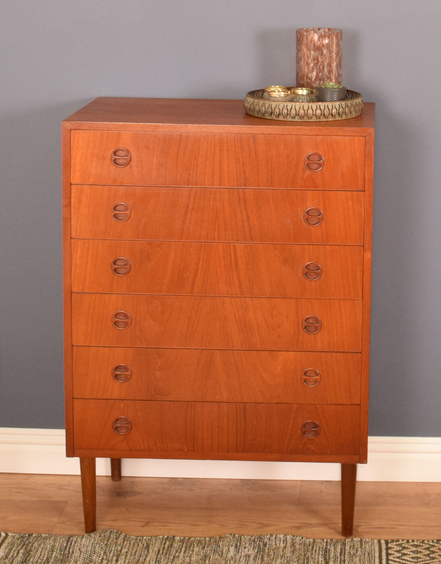 Restored Danish Teak Retro 1960s Tall Chest Of Drawers