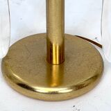 Postmodern pair of gilded metal and glass table lamps by Stilkronen. Italy 70s