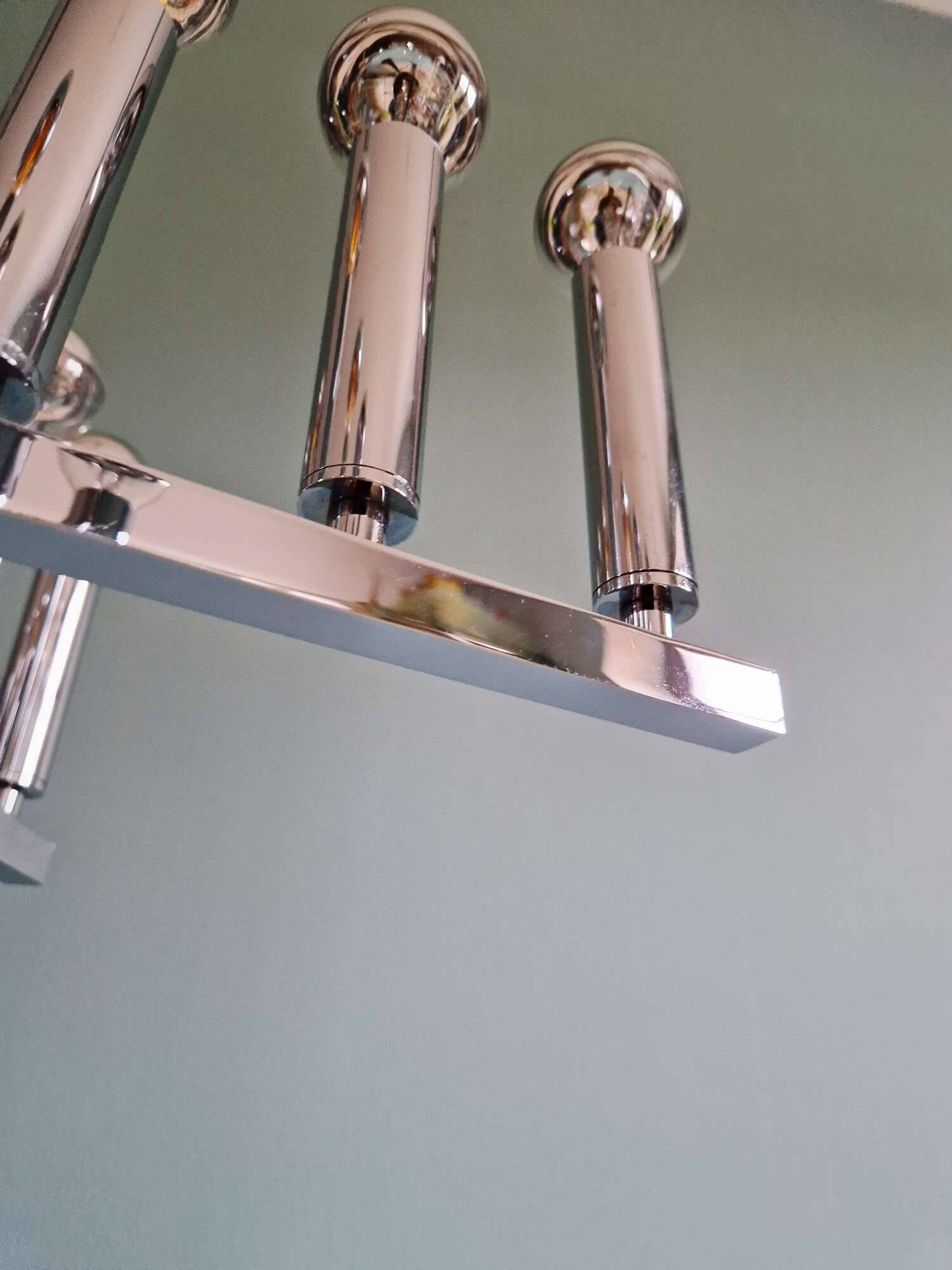 Space Age chandelier in chromed metal, 18 light points, 1970