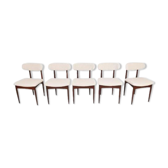 Set of 5 Danish chairs Teddy cream fabric
