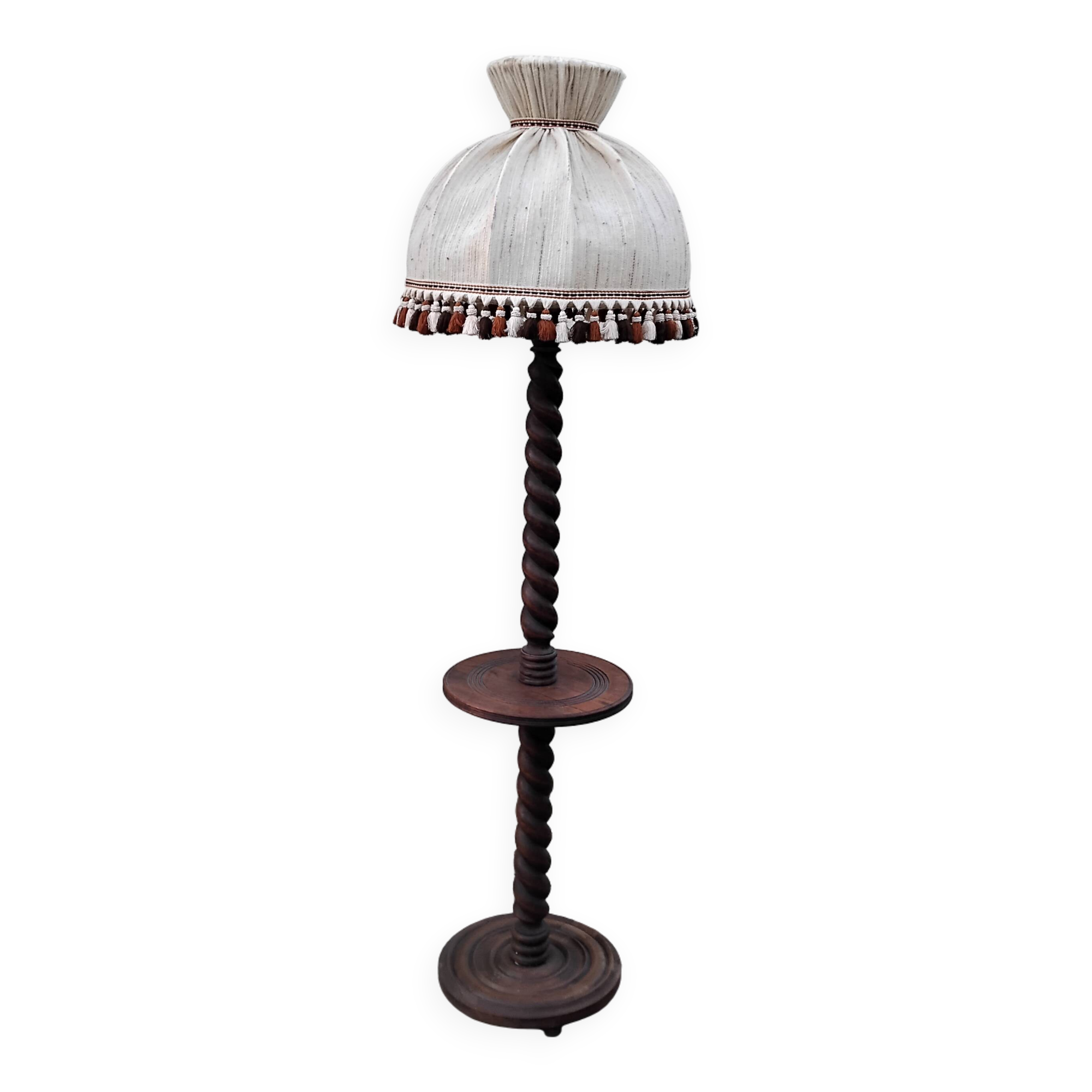 CHARLES DUDOUYT vintage floor lamp, turned wood