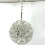 Italian Murano flower glass and chrome sputnik in Venini style. 1970s