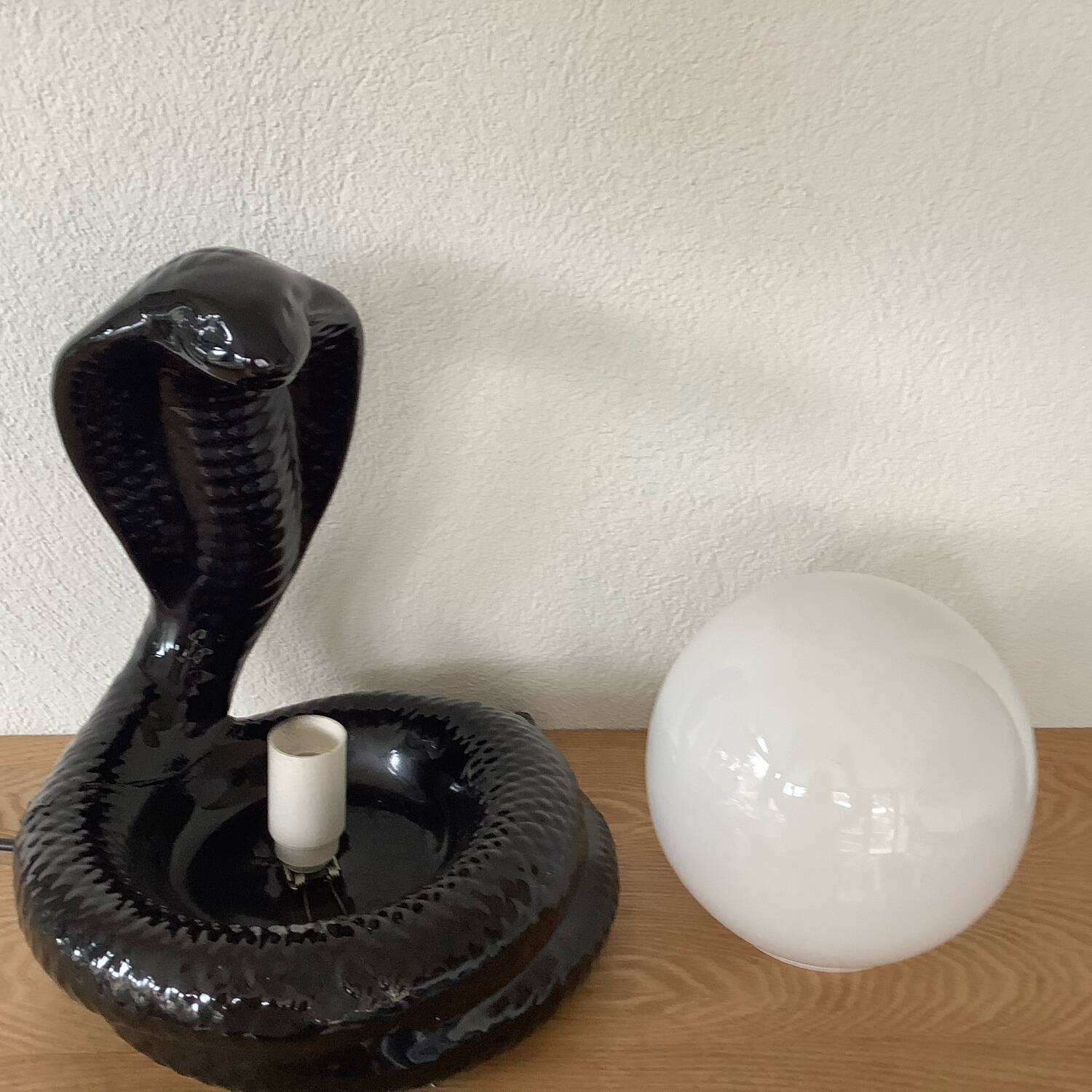 1970 cobra black ceramic lamp