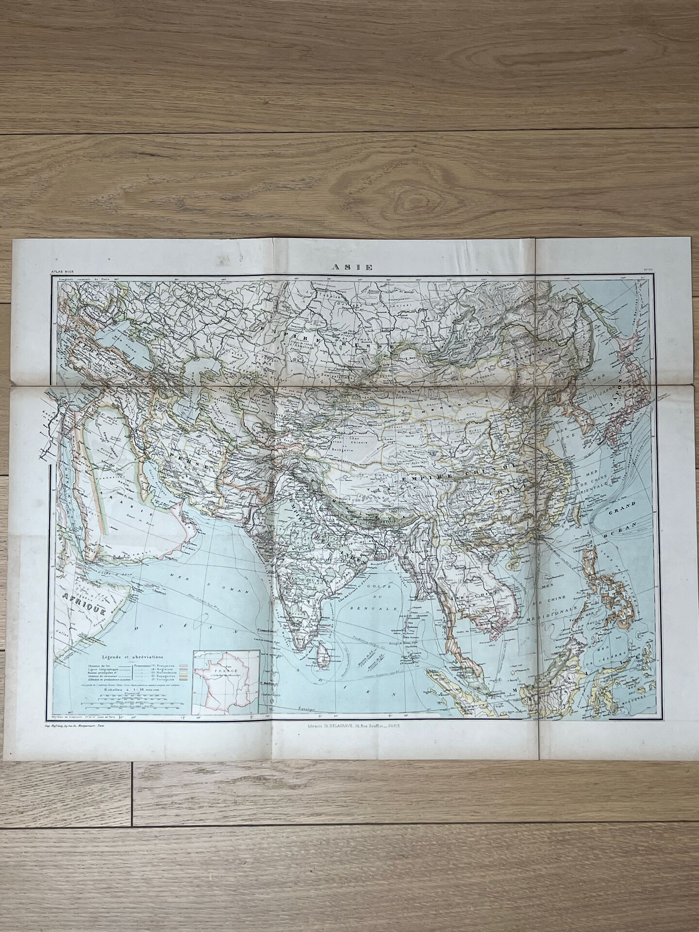 Carte ancienne Asie 69,5x52,5cm