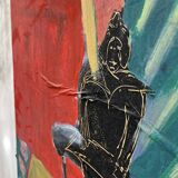 Vintage collage painting on canvas 1970