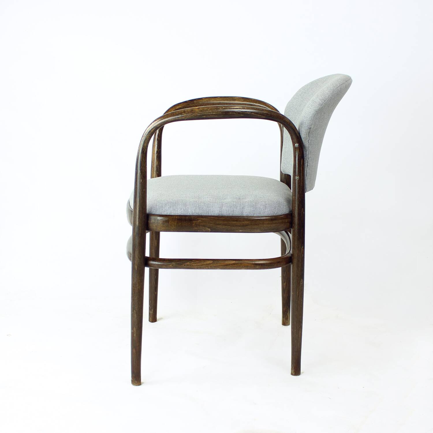 Curved wooden armchair, Czechoslovakia, 1950s