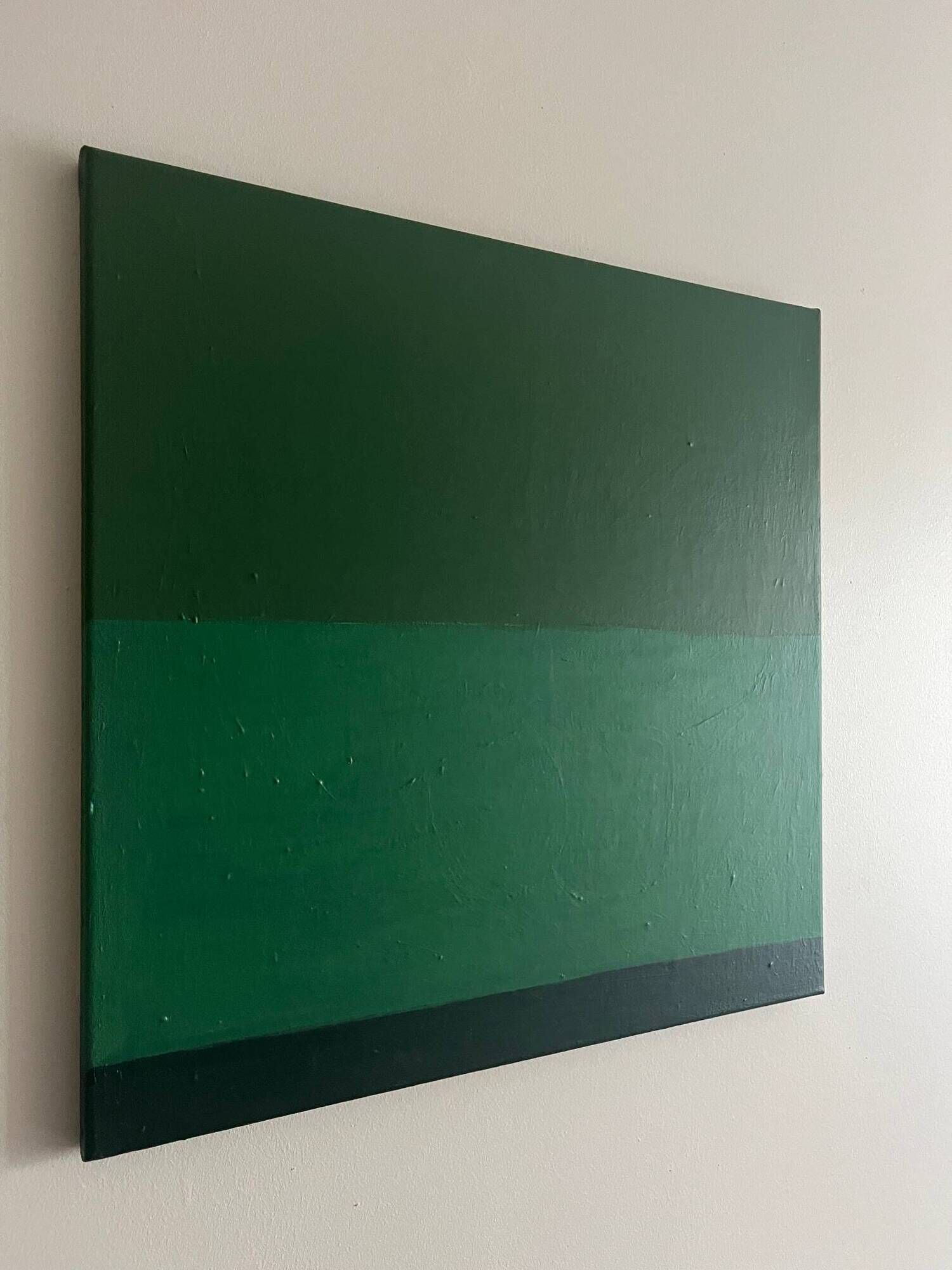 Peinture sur châssis "timeless green" pièce unique signée Bodasca