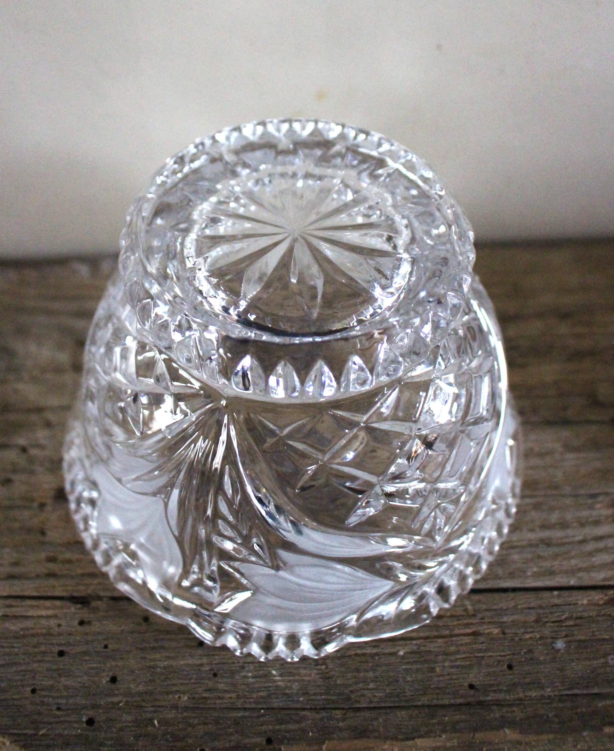 Cut glass vintage leaf design sweet jar