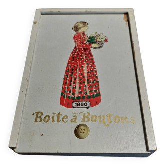 Boîte à boutons bois années 80