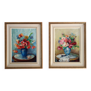 2 natures mortes fleurs