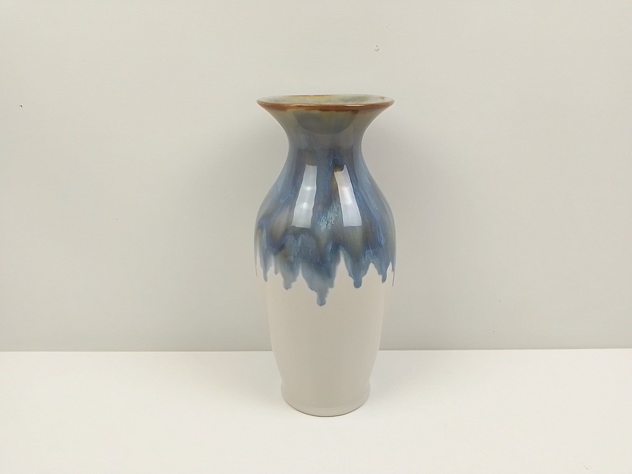 Vase écru et bleu turquoise 26 cm