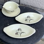 Two serving dishes and a gravy boat model las palmas in fine earthenware salins france vintage