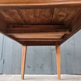 Table de ferme bois dessus patine noire