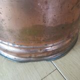 Copper coal bucket handle in white and blue earthenware