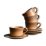 4 sandstone cups and saucers
