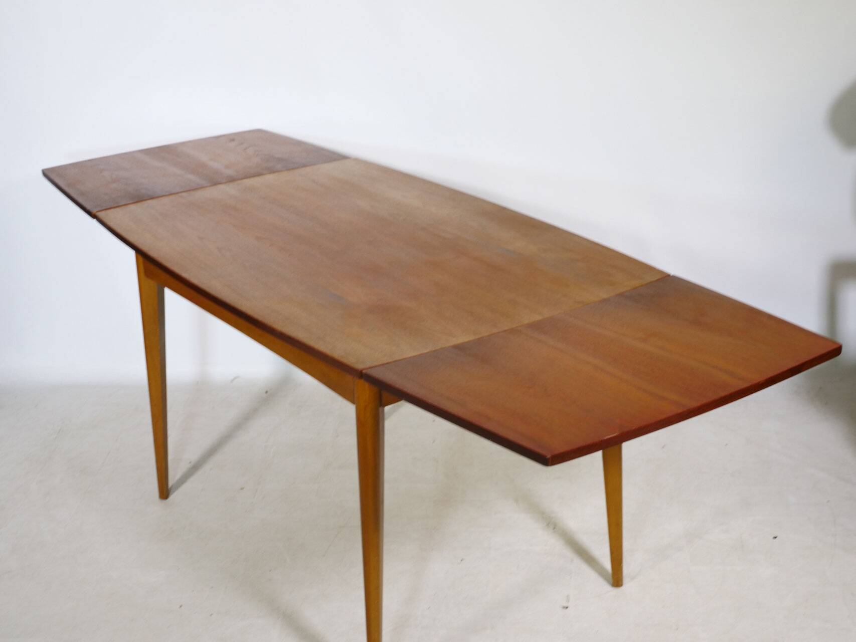 Double-extendable vintage mid-century teak dining table, 1960s