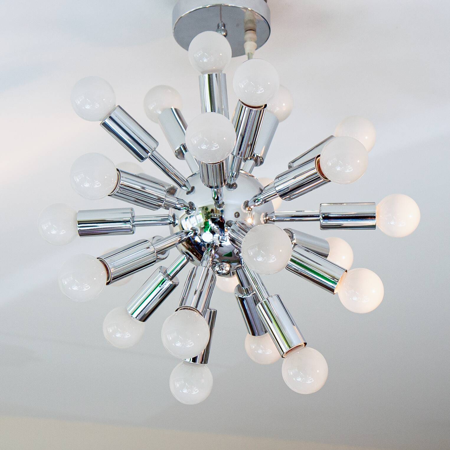 Chrome steel Sputnik chandelier, 24 lights, condition +++