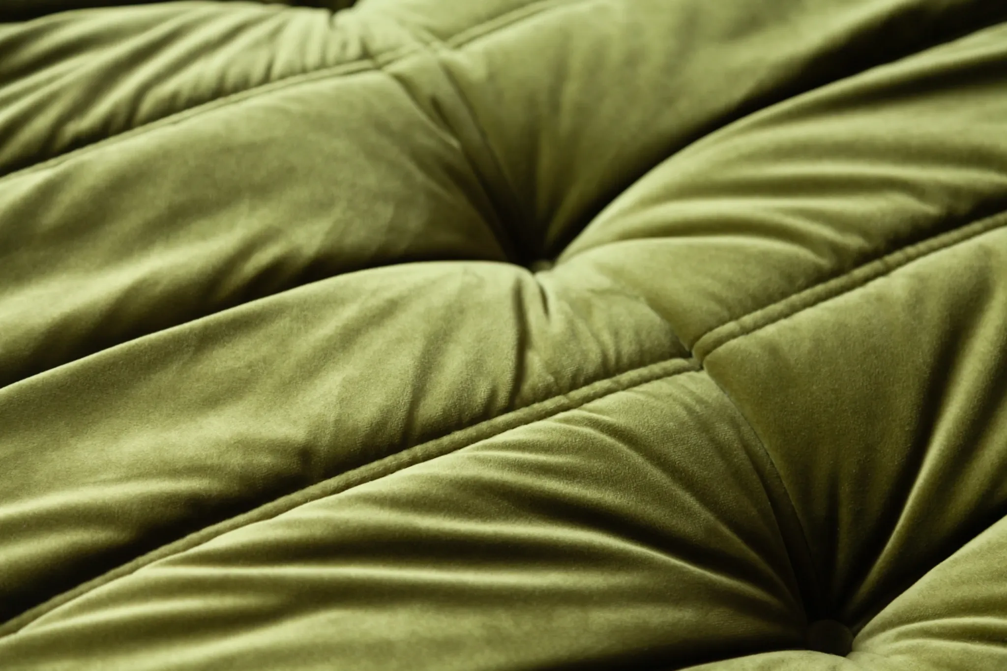 Togo Sofa Corner Green Velvet, France, 70´s