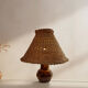Mid-century ceramic lamp with wicker cap