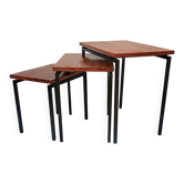 Nest Tables in Teak and Black Iron by Cees Braakman for Pastoe, year