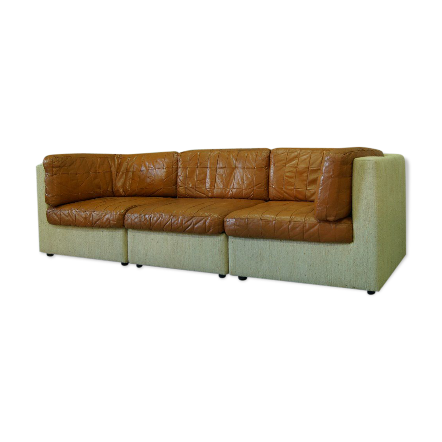 Canapé modulaire en cuir patchwork italien années 1970