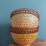 Pair of wicker rattan lampshades
