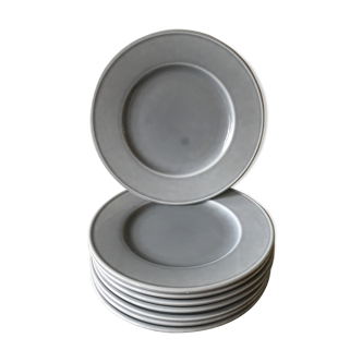 Lot de 8 assiettes gris bleutées en ceramique