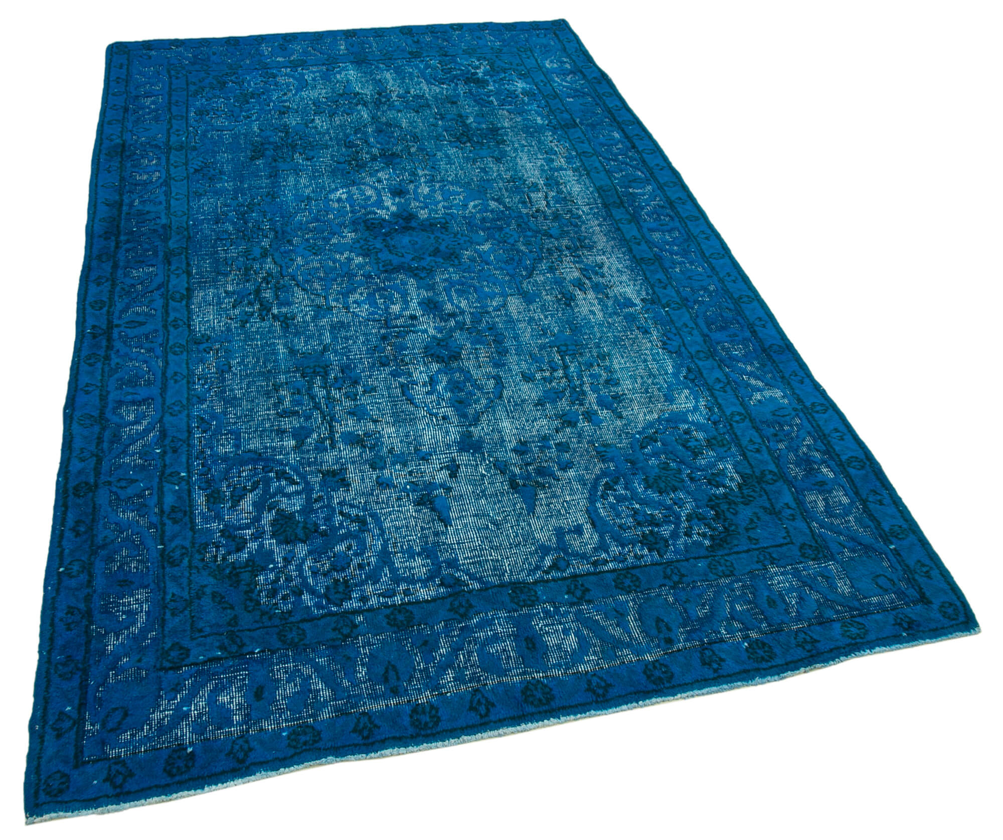 Hand-knotted anatolian 1980s 150 cm x 241 cm blue rug