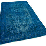 Hand-knotted anatolian 1980s 150 cm x 241 cm blue rug