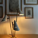 Italian three-headed brass lamp, 1950s design