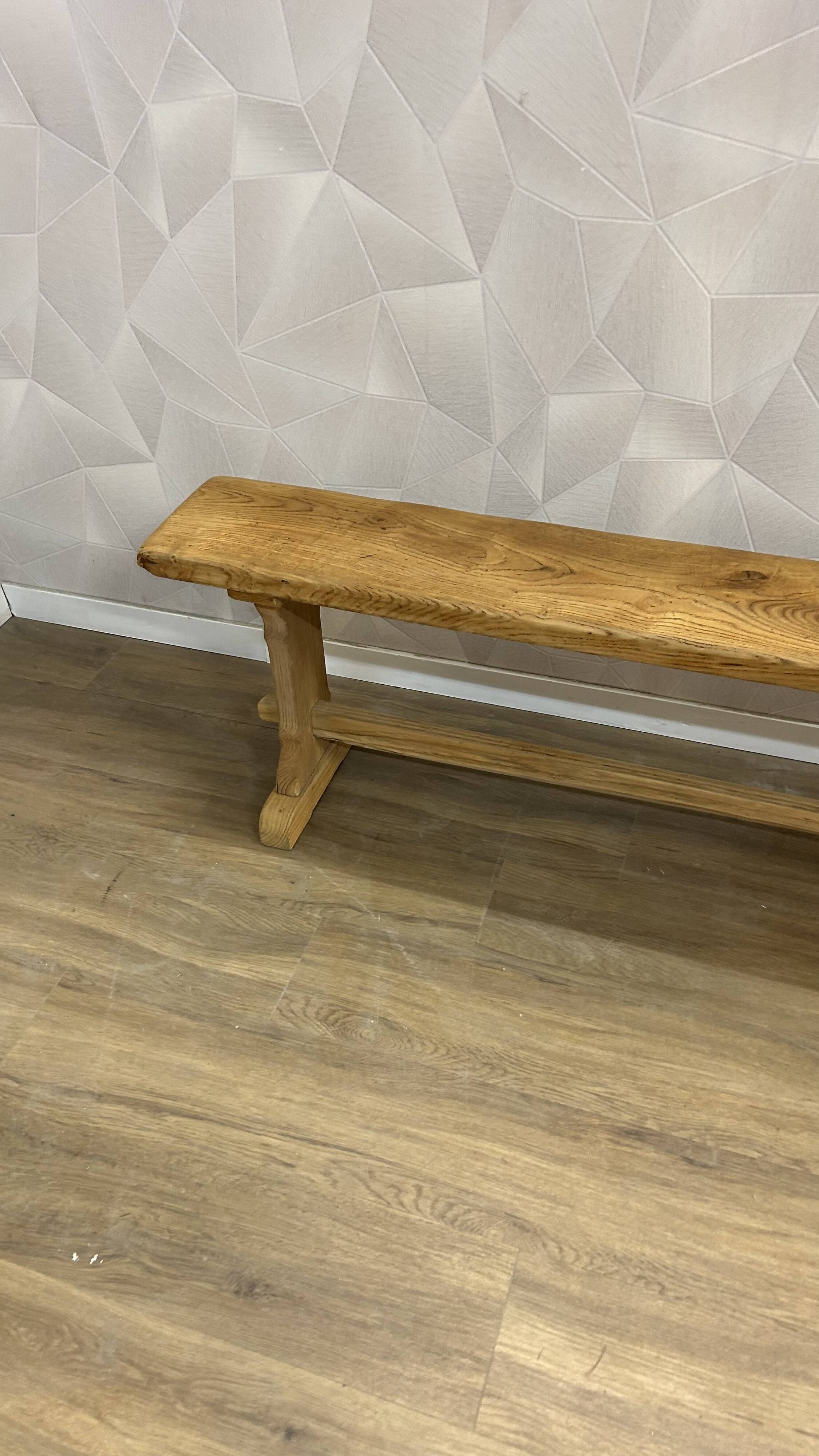 Solid oak bench stripped and revarnished