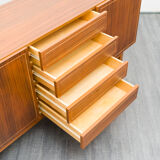 Vintage walnut wood row, restored, 220cm