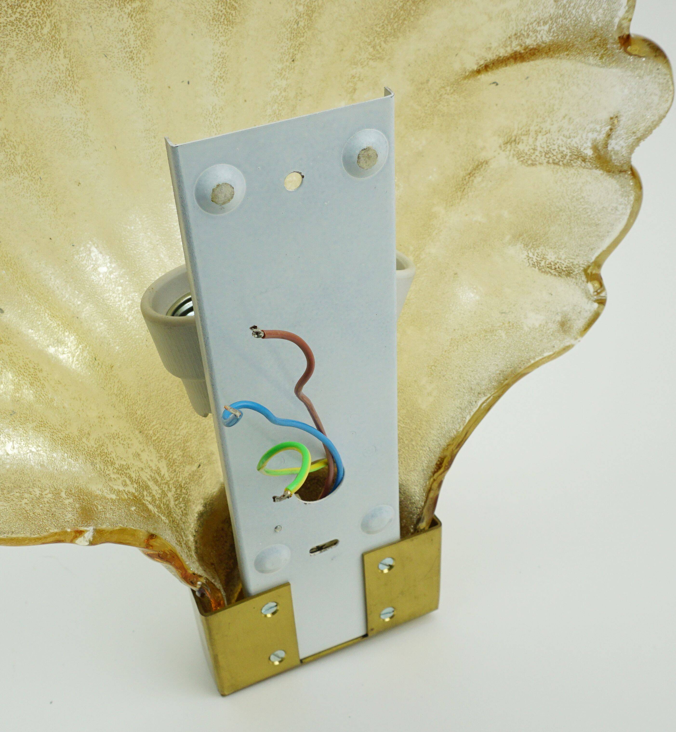 no. 1 of 2  mid century modern SCONCE wall lamp lustrous glass shell brass