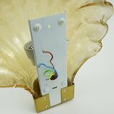 no. 1 of 2  mid century modern SCONCE wall lamp lustrous glass shell brass