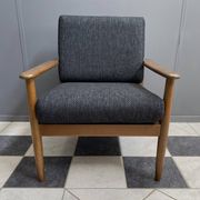 Black fabric relax chair, wiht wood frame 1960s