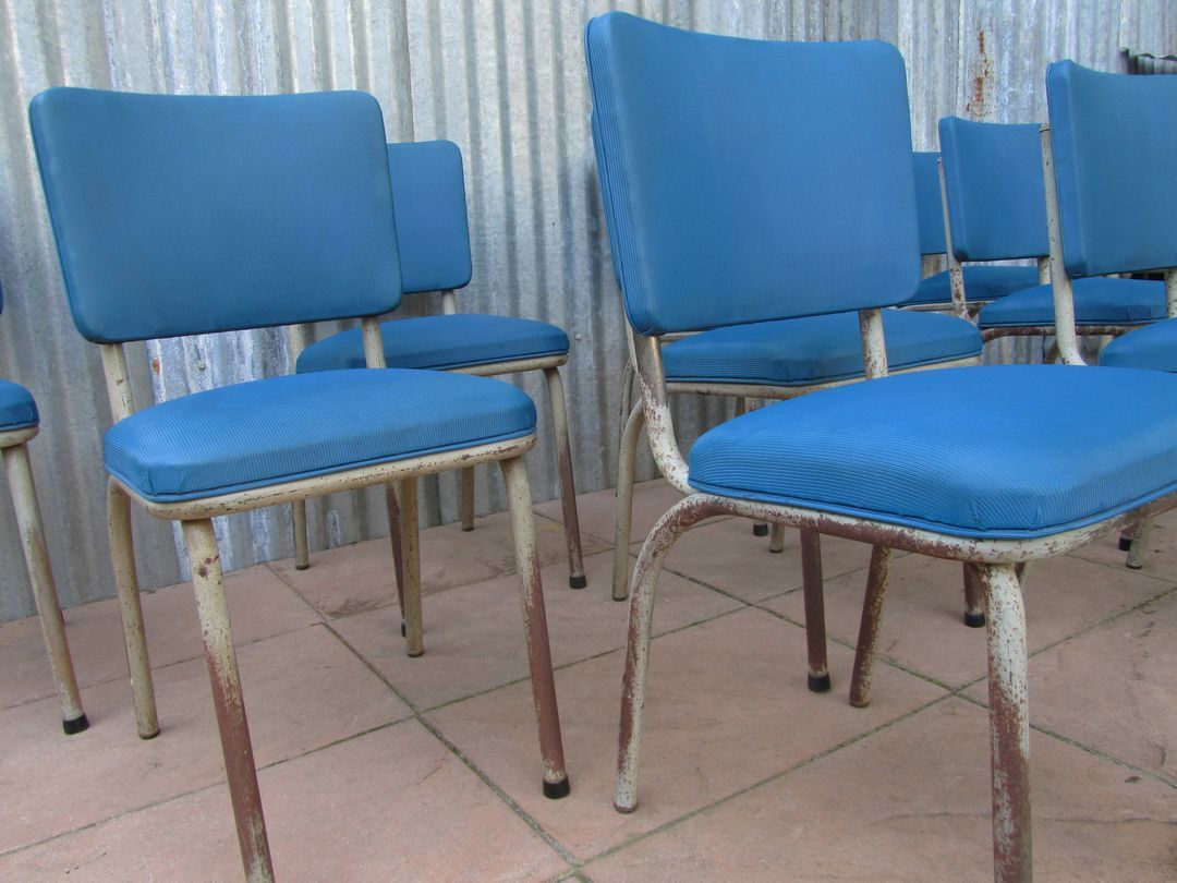Set of 9 original Tubax chairs attributed to Willy Van Der Meeren, Belgium, 1950s