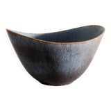Large Swedish Mid Century Blue Brown Ceramic Bowl by Gunnar Nylund, 1950s