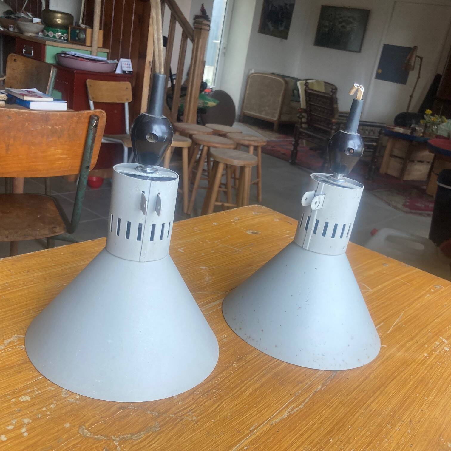 Pair of pendant lights polish design from the 70s